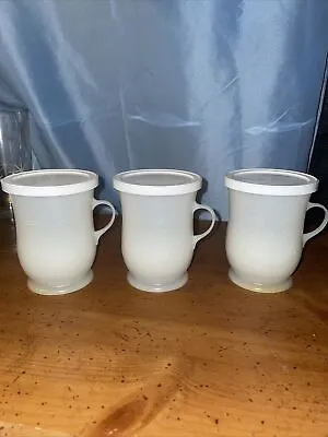 Set Of 3 Vintage Kool Aid Man White Plastic Cups 1979 With Lids • $10