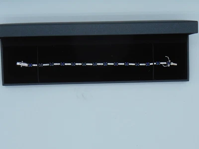 $45 • Buy Blue And White Lab Created  Sapphire Tennis Style Bracelet In Sterling Silver