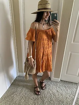 Max Studio Dress Size XL Boho Orange Cotton  • $17.98