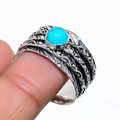 Santa Rosa Turquoise Gemstone Handmade 925 Sterling Silver Ring Size 10 B009 • $6.99