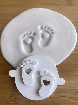 Baby Love Heart Feet Embosser Stamp Fondant Icing Cupcake Cake Cookie Cutter • £4.50