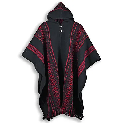 Llama Wool Mens Womans Unisex Hooded Poncho Pullover Sweater Jacket All Seasons • $72.15