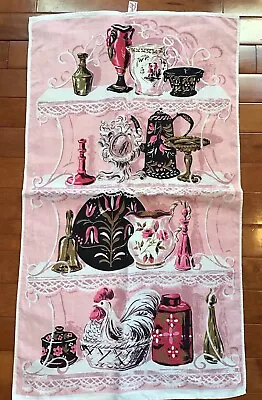 Vintage Labeled Hardy Craft Original Kitchen Linen Tea Towel Pretty Pink Rooster • $19.99