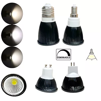 GU10 MR16 Dimmable 6W 12W LED COB Spotlight Bulb 110V 220V 12V 24V Black Lamp Aj • $5.49