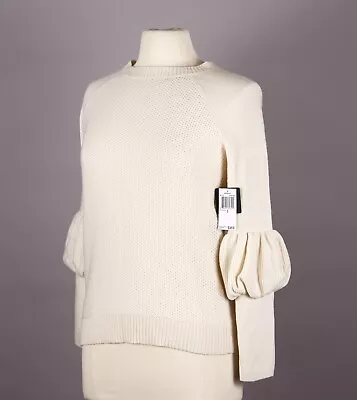 Magaschoni White Cashmere Womens Sweater Flounce Sleeve Size S • $80