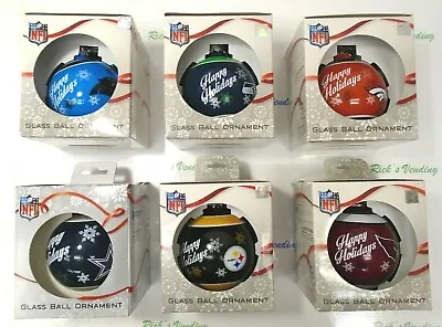 $8.99 • Buy NFL Glass Ball Ornament Happy Holidays FOCO