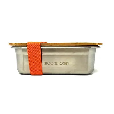 £16.99 • Buy Moonmoon Stainless Steel Lunch Box With Bamboo Lid | Eco Metal Sandwich Box