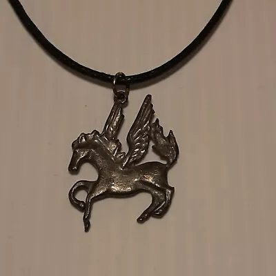 $10.79 • Buy PEGASUS HORSE Vintage Pewter Pendant Charm / 26  Adjustable Necklace U.S.A.
