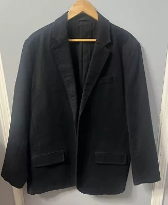 Old Navy Sport Coat Mens XL Solid Black Micro Suede Cotton Soft EUC • $28