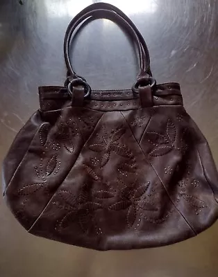 J JILL Brown Leather Embellished Hobo Shoulder Bag Purse • $8.99