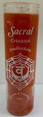 Sacral Chakra Orange Wax 7 Day Glass Jar Ritual Type Unscented Candle • $6