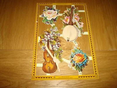 New 4 Mamelok Music & Flowers A77 Embossed Scrap/die Cuts Card Making Etc • £4