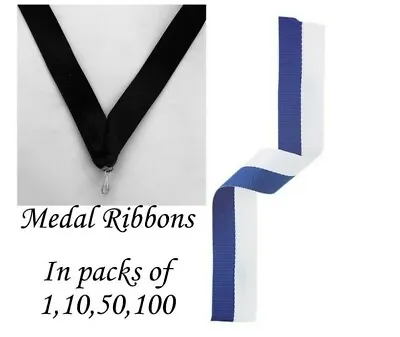 Blue And White Medal Ribbons With Clip Woven In Packs Of 11050100 • £3.32