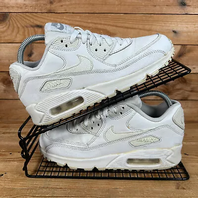 NIKE Air Max 90 Shoes Womens Size UK 5 White Leather Running Gym Trainers GS • £29.99