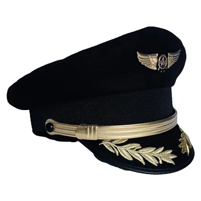 £21 • Buy Custom Upscale Pilot Cap Uniform Hat Airline Captain Hat Party Cap Military Hat.