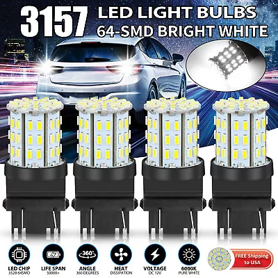 4X 3157 64SMD LED Reverse Tail Brake Stop Turn Signal DRL Light Bulb 6000K White • $8.98