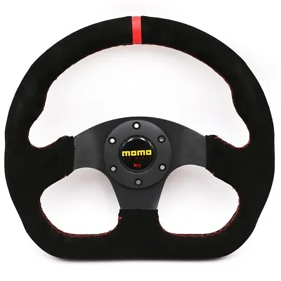 320mm Momo Black Suede Leather Racing Flat Rally Sport Drift Steering Wheel #Red • $65