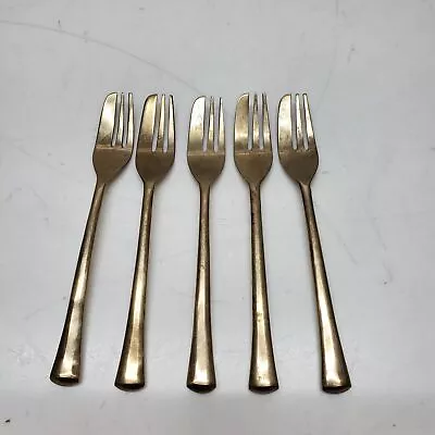 Set Of 5 Vintage Mid Century Modern Gold Tone Pastry Forks • $9.99