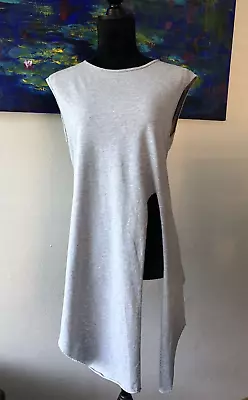 $45 • Buy Sz 10 / 12 Scanlan Theodore Soft Grey Cotton Cut Out Trapeze Top M/ments Inc