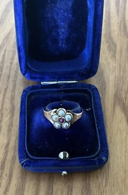 £245 • Buy Georgian 14ct Gold Pearl And Ruby Ring Size J