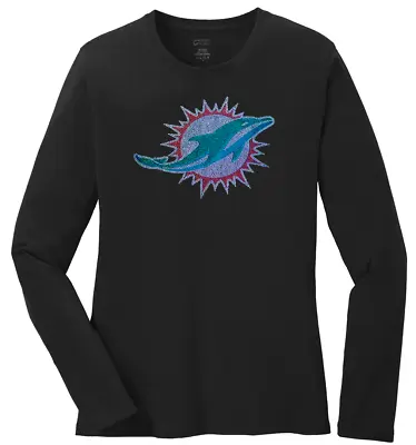 Women's Miami Dolphins Ladies Bling Long Sleeve Bling T-Shirt S-4XL • $33.99