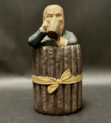 Rare Tobacco Humidor Cigar Jar Beer Drinking Man Bohemia Johann Maresch Pottery • $143.99