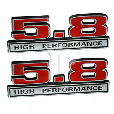 Red & Chrome 5.8 Liter 351 Engine High Performance Emblems Logo - 5  Long Pair • $22.67