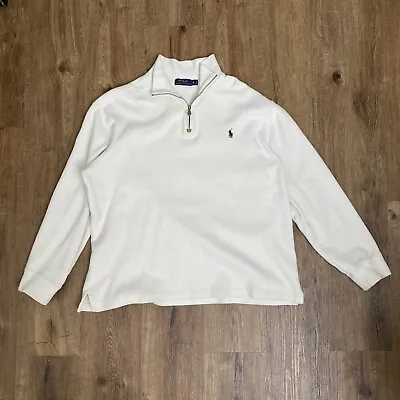 Ralph Lauren POLO Half Zip Sweater/Fleece Size Mens XL Ivory Off White • $17