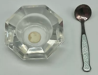 $20 • Buy Antique Val St. Lambert Crystal Salt Cellar  Meka Sterling Denmark Spoon