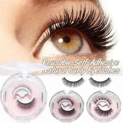 £1.67 • Buy 1Pair Reusable Self-adhesive False Eyelashes 3D Mink Glue-free Eyelash Extension