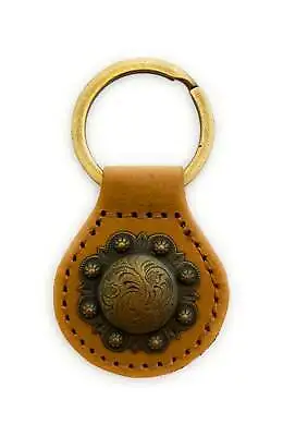 Montana West Real Leather Key Chain - Engraved Berry Concho Brown • $10.99