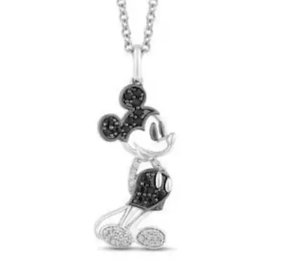 1.7Ct Lab Created Round Black Diamond Mickey Mouse Pendant 14K White Gold Plated • $125.99