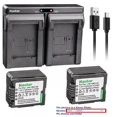 Kastar Battery Dual Charger For Panasonic VW-VBG130 SDR-H40 SDR-H40P Camcorder • $10.99