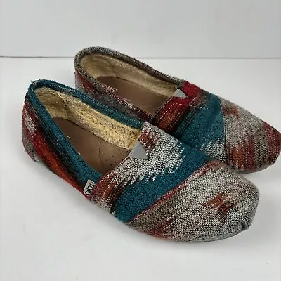 Toms Aztec Print Wool Alpargata Flats Classic Womens Size 8.5 • $24.99