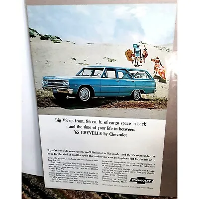 1965 Chevy Malibu Station Wagon Chevrolet GM Print Ad Vintage 60s • $7.99
