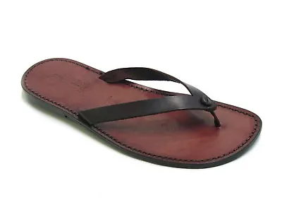 Dark Brown Leather Thongs Slippers Sandals For Men Handmade • £98.40