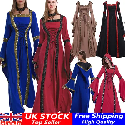 Medieval Dress Women's Vintage Victorian Renaissance Gothic Costume Gown Dress👗 • £28.99