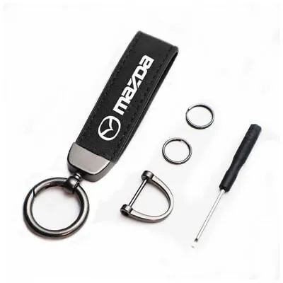 Black Suede Leather Key Chain Ring Keyfob For Mazda 3 6 CX-5 CX-7 RX-7 RX-8 MX-5 • $10.99