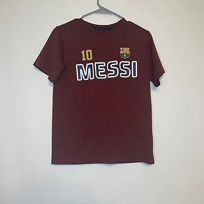 Official FCB Barcelona Youth Gray Lionel Messi #10 Soccer Futbol T-Shirt Large  • $21.99