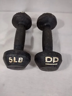 Vintage DP Dumbbells Pair Of #5 Cast Iron Hand Weights 10# Total • $9.95