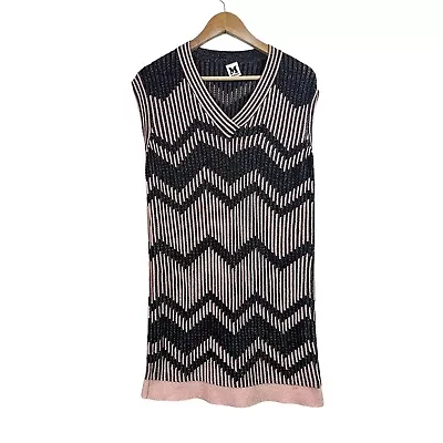 M Missoni Pink & Black Chevron Pattern Lurex Knit Mini Dress Small • $84.99