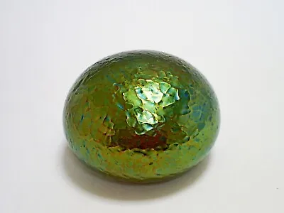 £24.99 • Buy Large Heron Glass Textured Bronze Green Iridescent Art Glass Paperweight