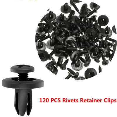 120 Pcs Black Auto Car Door Fender Hole Push Plastic Rivets Retainer Clips 6mm • $6.98