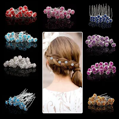 £3.19 • Buy New Flower Wedding Hair Pins Bridesmaid Crystal Diamante Grips Bridal Hair Clips