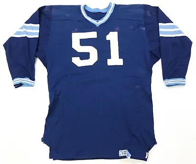 Rare Vintage #51 Striped 3/4 Sleeves Durene Football Jersey 60s 70s Blue White • $59.99