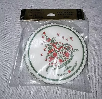 Vintage Christmas Tree Paper Drink Coasters Mcm Pakay By Gibson Sealed Nos • $11.99