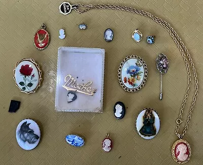 Lot Of Vintage Cameo And Cameo-style Jewelry- Possibly Gold Mother Pin • $1.25