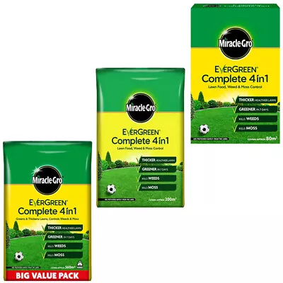Miracle Gro Evergreen Complete 4 In 1 Lawn Feed  80m2 200m2 7kg Moss Weed Kille • £14.70