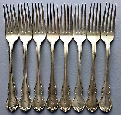 Towle Sterling Silver 8 Piece Vintage 7” Dinner Fork Set With Monogram  G  • $180.50