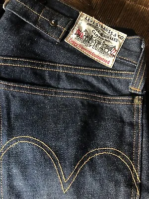 Levi’s 201 Made In USA Valencia 32 Dark Blue Buckle Back Suspender Buttons LVC • $280